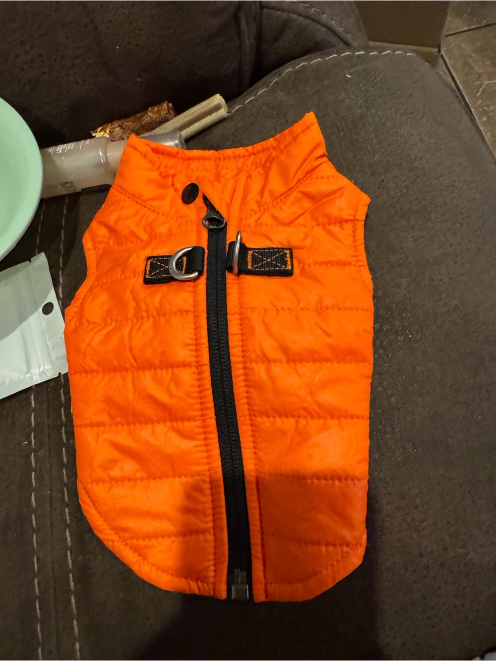 Extra small Orange dog Puffer Vest - Lightweight Quilted Sleeveless Jacket